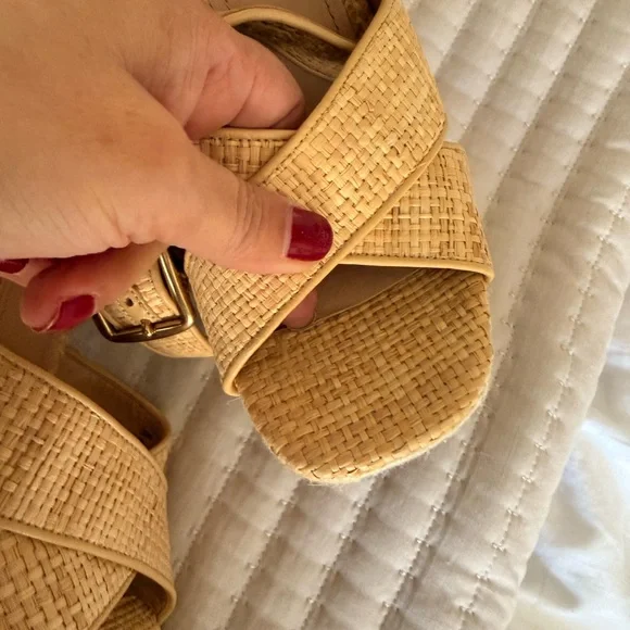 Coach Tan Woven Platform Heels - Picture 9 of 13
